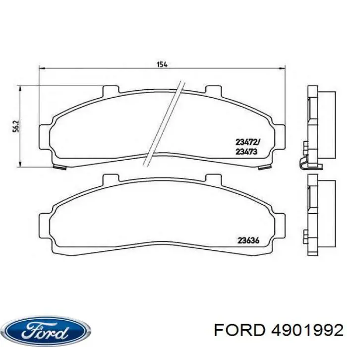 Колодки гальмівні передні, дискові 4901992 Ford