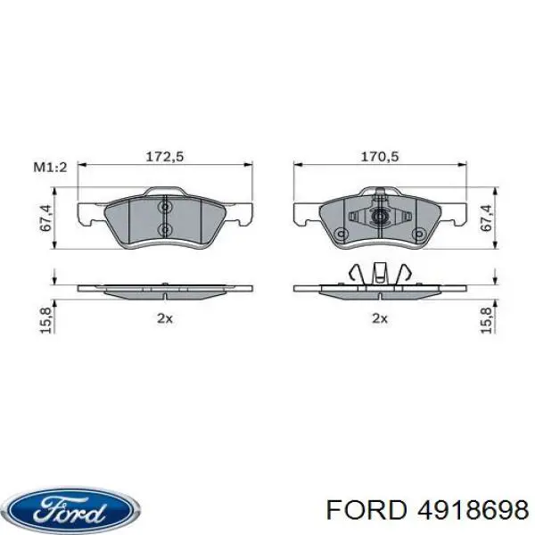 Передні тормозні колодки 4918698 Ford