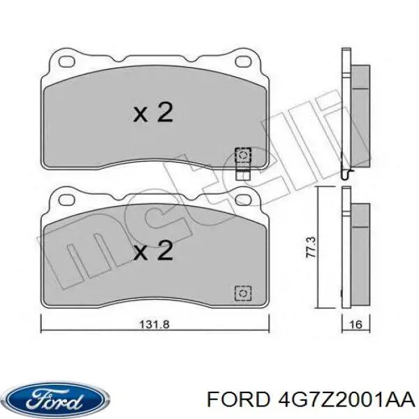 Колодки гальмівні передні, дискові 4G7Z2001AA Ford