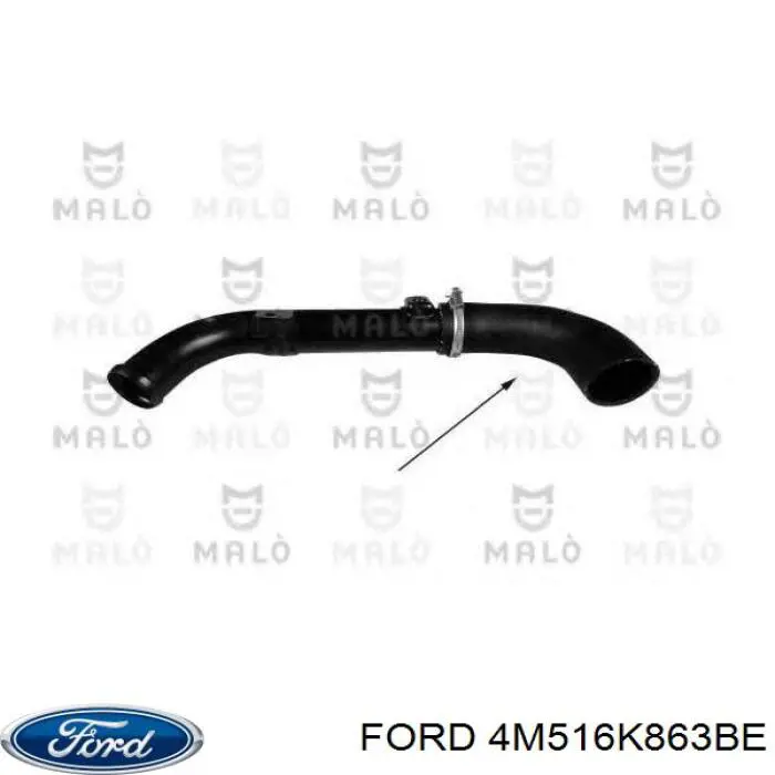 Патрубок повітряний, вихід з турбіни (наддув) Ford 4M516K863BE ціна, від 10.65 USD