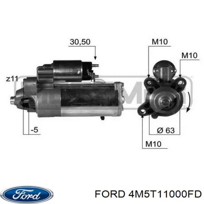 Стартер 4M5T11000FD Ford