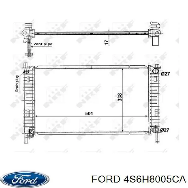 Купити 4S6H8005CA Ford Радіатор двигуна