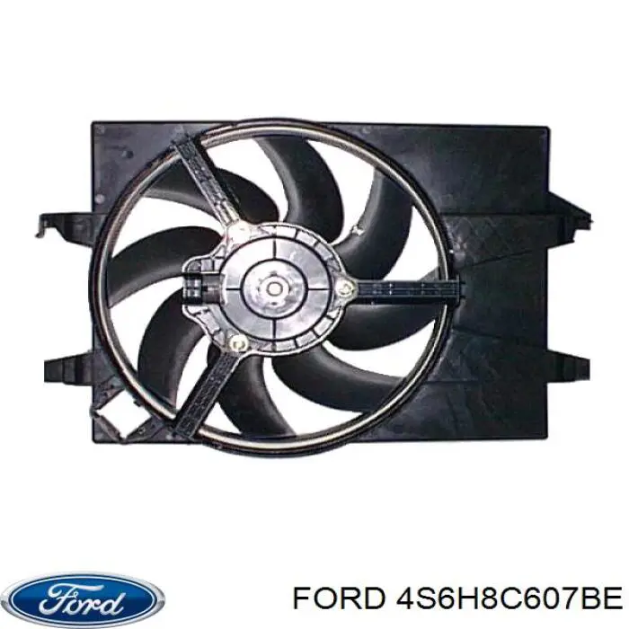 Купити 4S6H8C607BE Ford Дифузор радіатора охолодження, в зборі з двигуном і крильчаткою