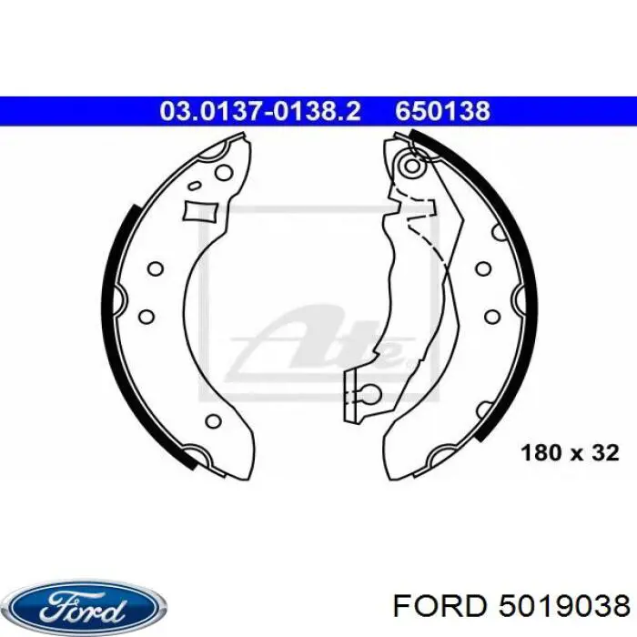 Колодки гальмові задні, барабанні 5019038 Ford