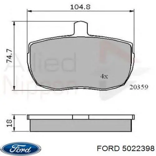 Гальмівні колодки Ford 5022398 ціна, від 16.39 USD