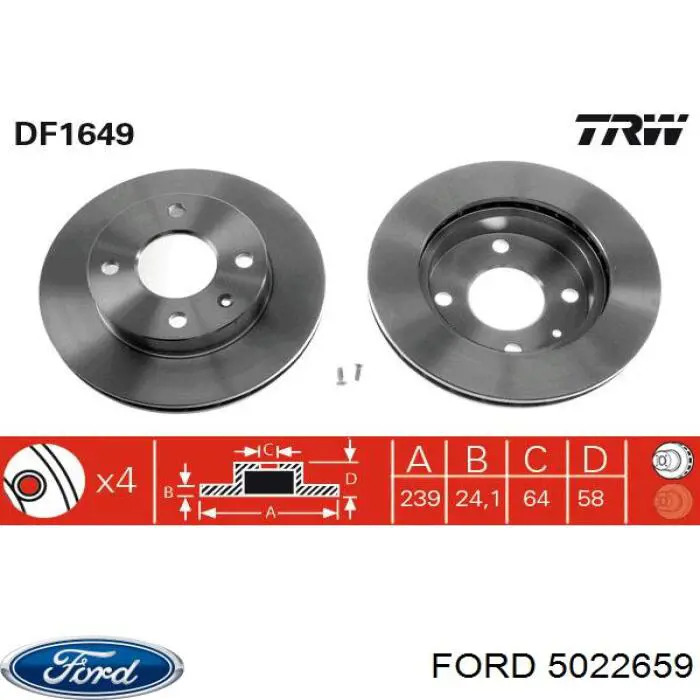 5022659 Ford диск гальмівний передній