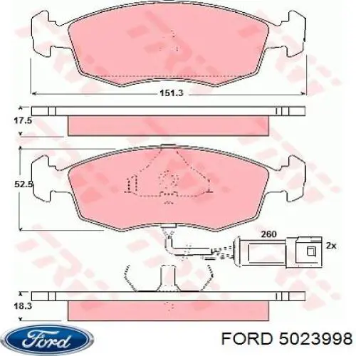 Купити 5023998 Ford Колодки гальмівні передні, дискові