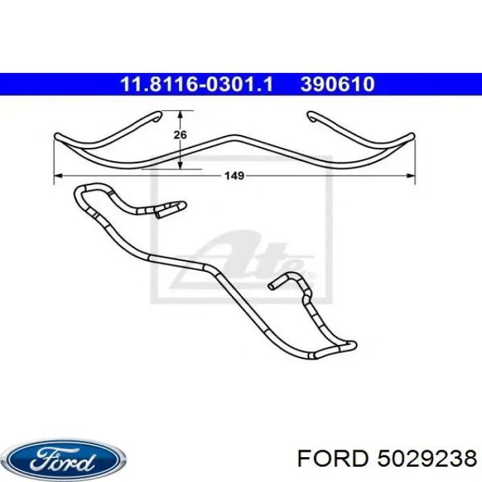 Комплект пружинок кріплення дискових колодок, передніх Ford 5029238 ціна, від 6.22 USD