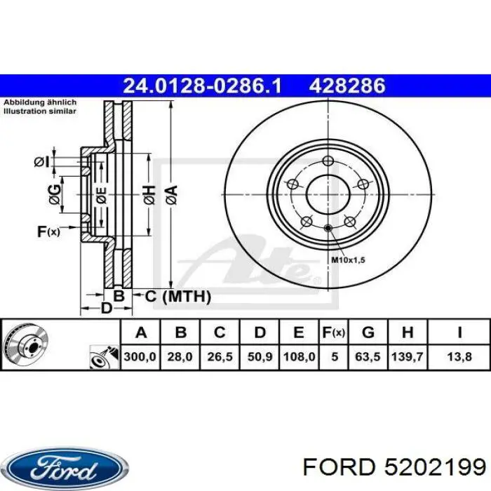 Диск переднього гальма Ford 5202199 ціна, від 66.82 USD