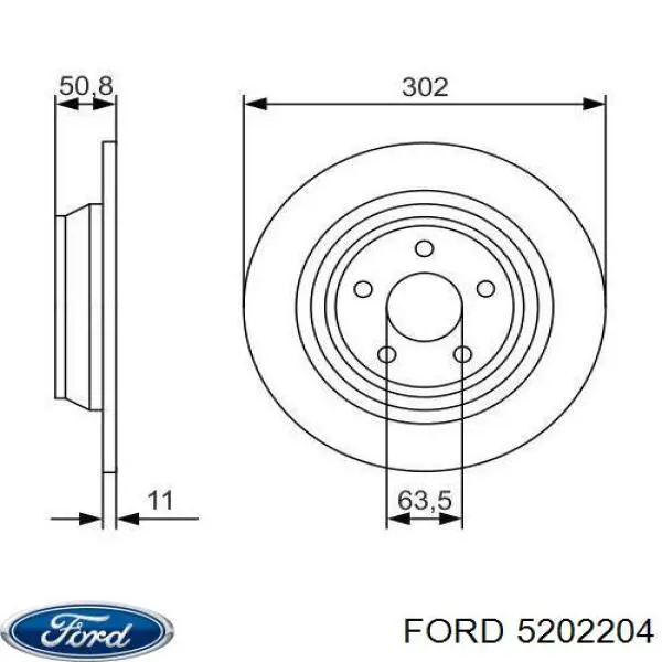 Диск гальмівний задній 5202204 Ford