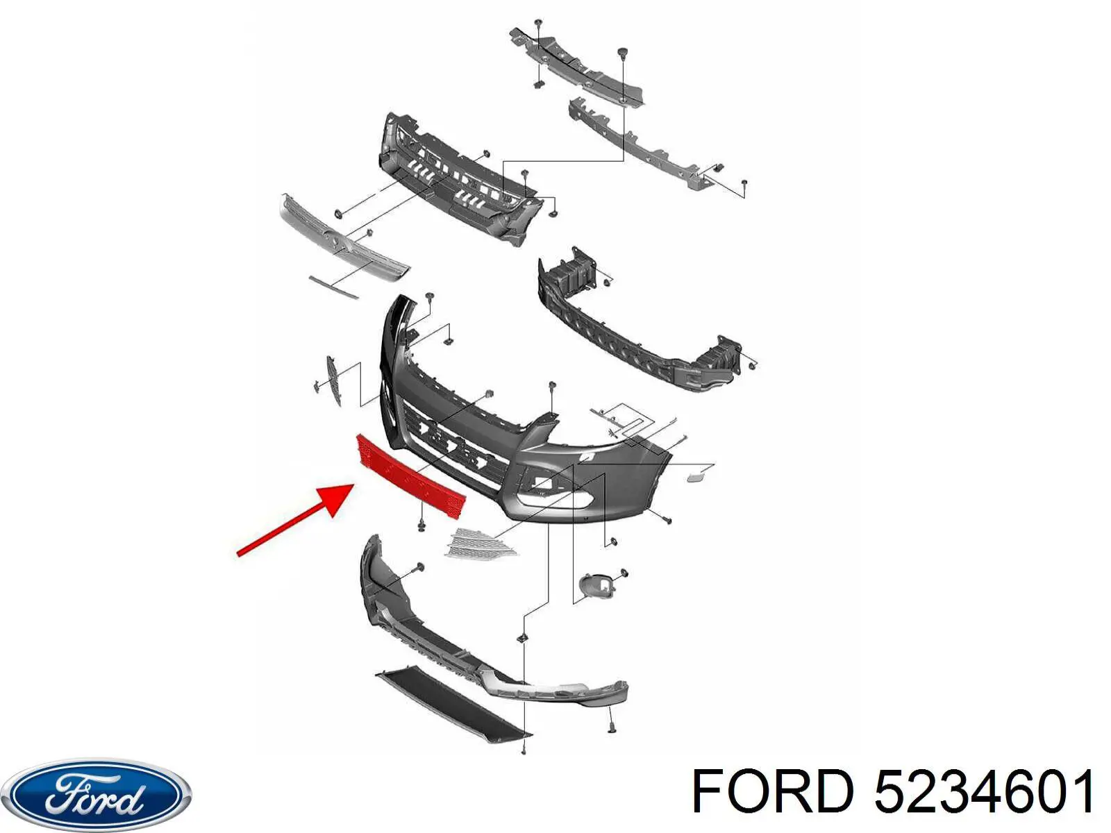 Решітка переднього бампера, центральна Ford Kuga (CBS) (Форд Куга)