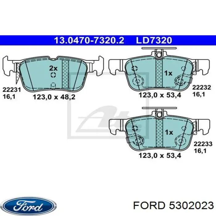 Колодки гальмові задні, дискові 5302023 Ford