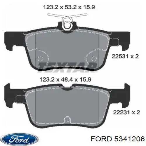 Задні гальмівні колодки Ford 5341206 ціна, від 22.55 USD