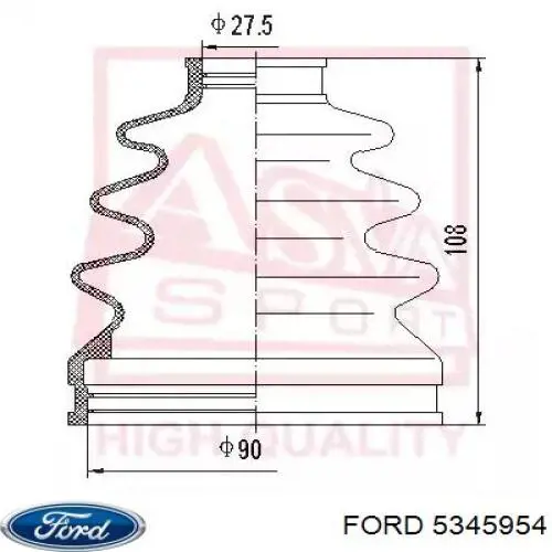 Пильник шарніра кутових швидкостей зовнішній передній Ford 5345954 ціна, від 24.02 USD