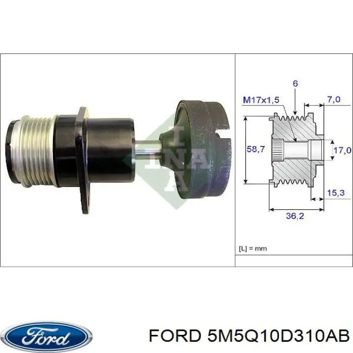 Купити 5M5Q10D310AB Ford Шків генератора