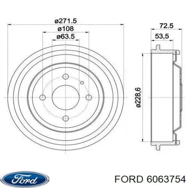 Барабан гальмівний задній Ford 6063754 ціна, від 54.61 USD
