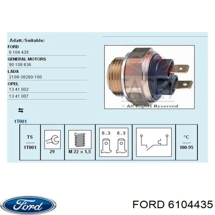 Датчик температури радіатора Ford 6104435 ціна, від 6.64 USD