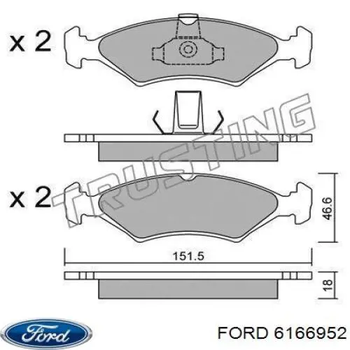 Колодки гальмівні передні, дискові 6166952 Ford