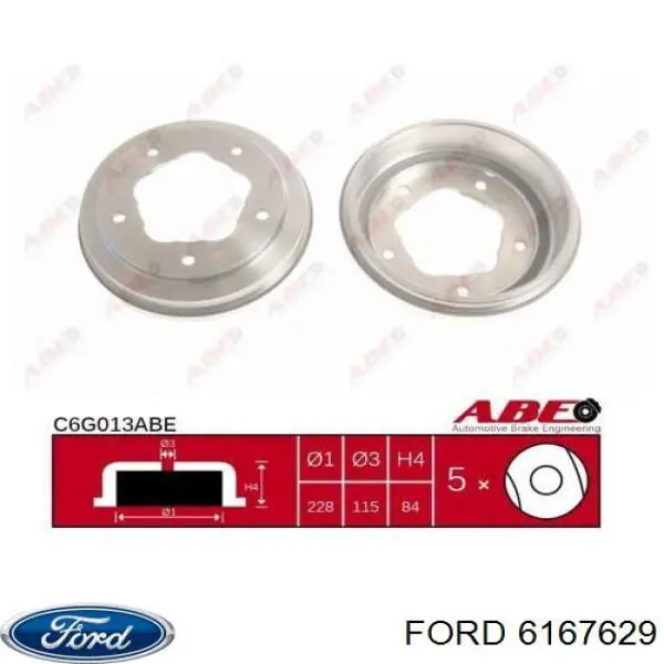 Барабан гальмівний задній 6167629 Ford