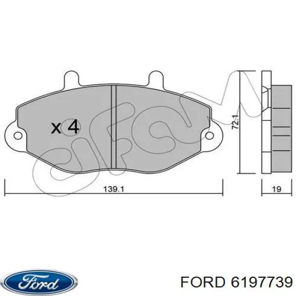 Колодки гальмівні передні, дискові 6197739 Ford