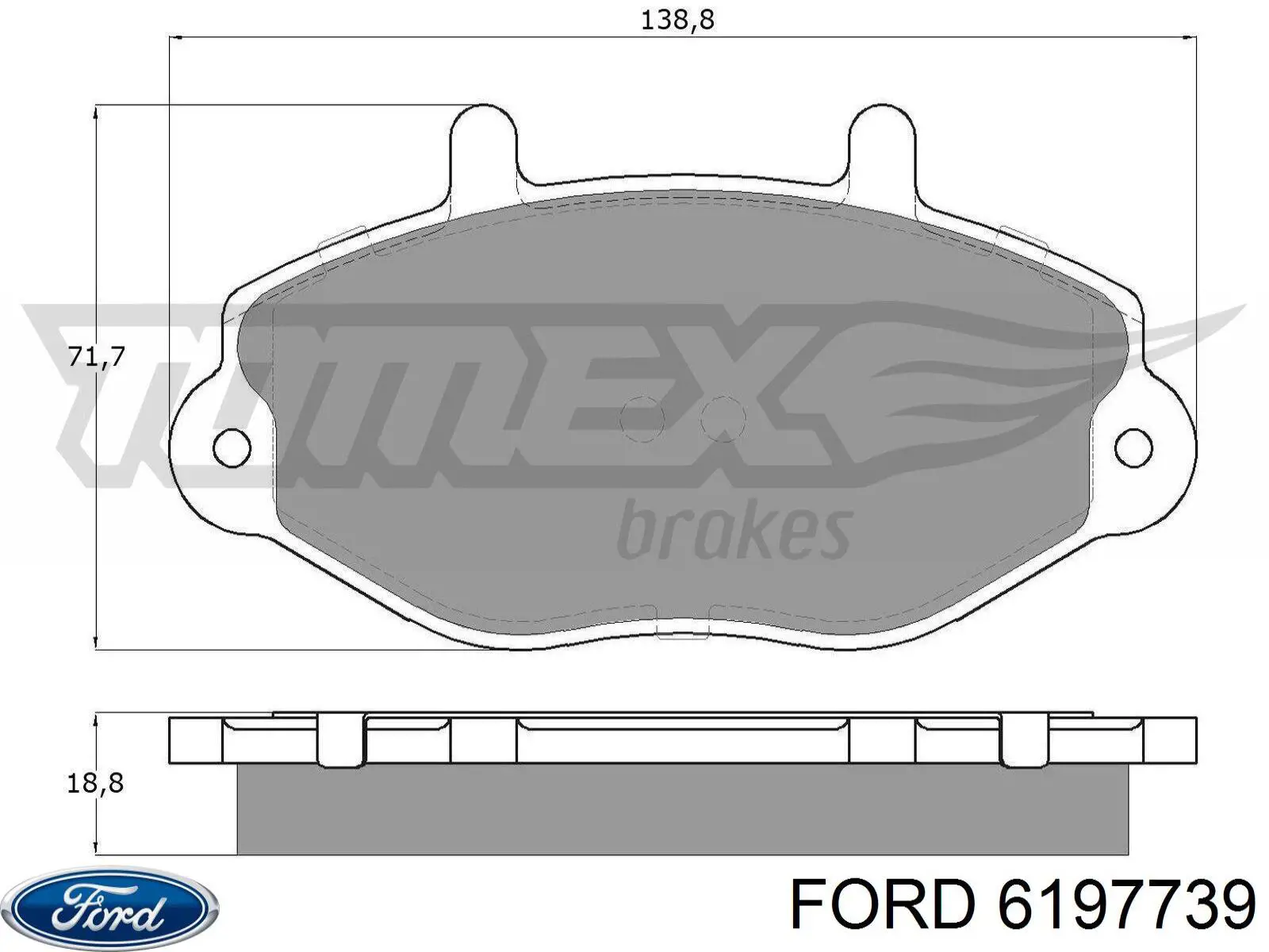 Передні тормозні колодки 6197739 Ford