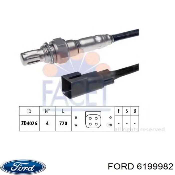 Лямбдазонд, датчик кисню до каталізатора Ford 6199982 ціна, від 47.61 USD