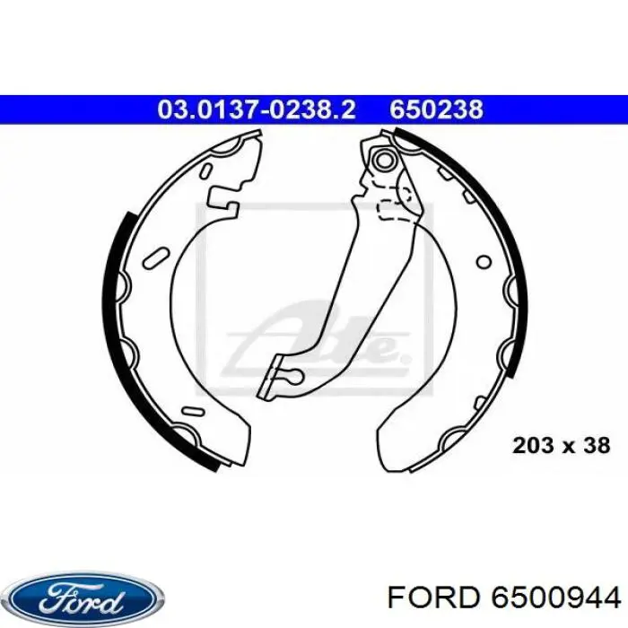 Колодки гальмові задні, барабанні 6500944 Ford