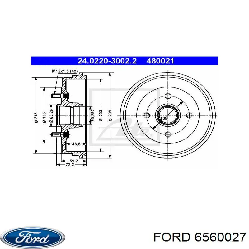 6560027 Ford барабан гальмівний задній