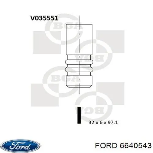 Клапан впускний 6640543 Ford