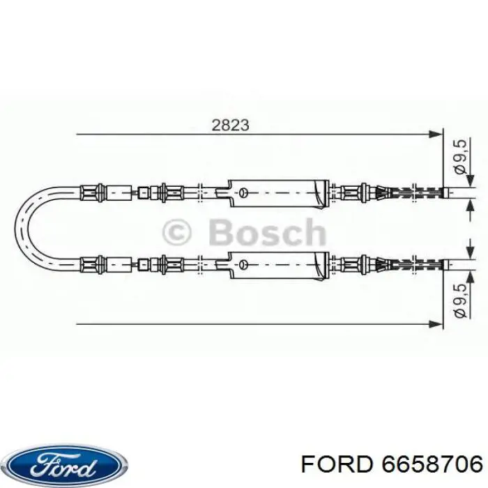 Трос ручного гальма задній, правий/лівий 6658706 Ford