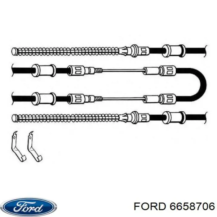 Трос ручного гальма задній, правий/лівий Ford 6658706 ціна, від 22.68 USD