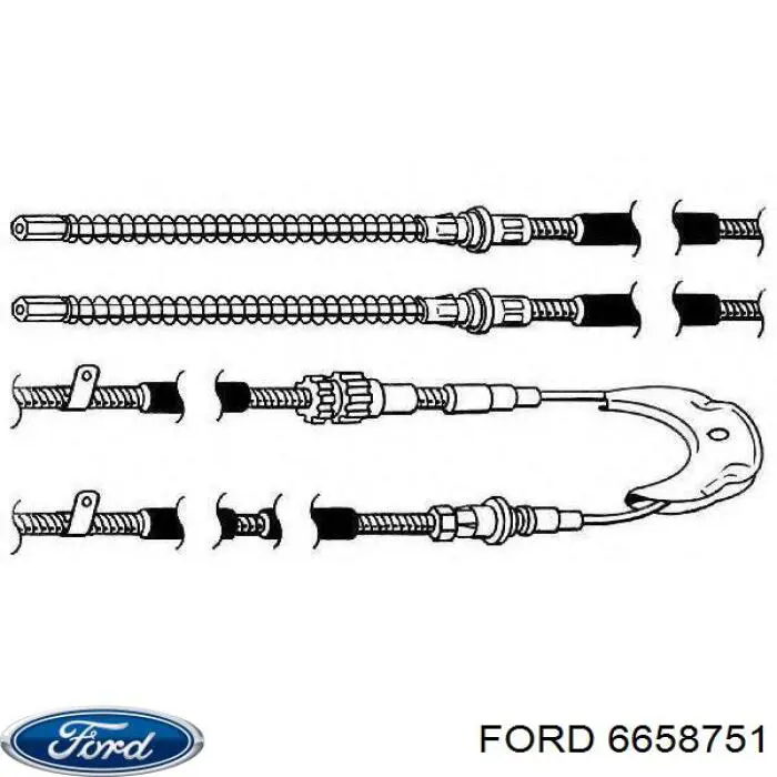 6658751 Ford трос ручного гальма задній, правий/лівий