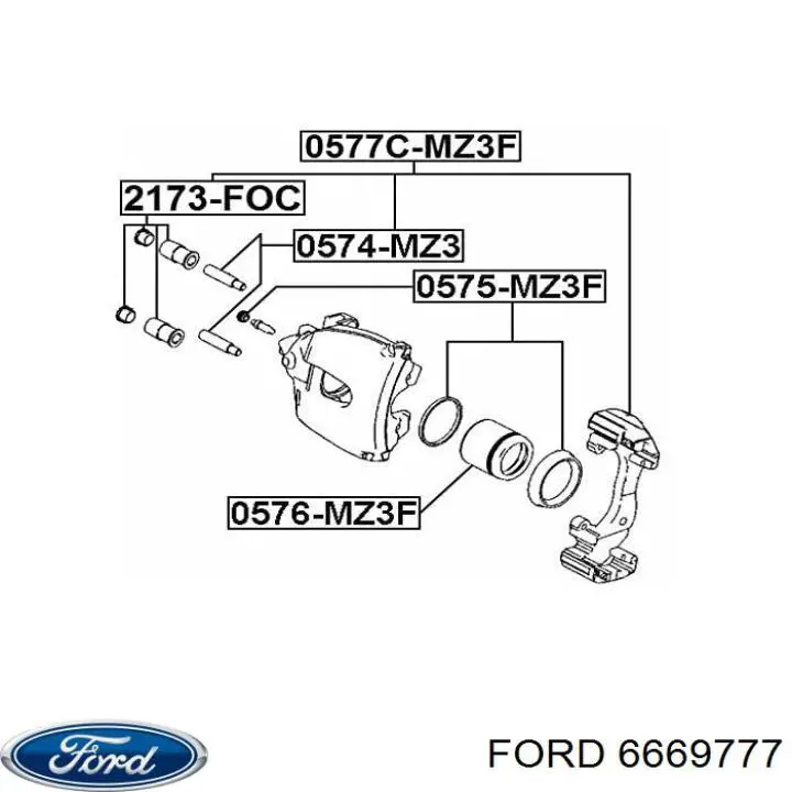 Купити 6669777 Ford Пильник направляючої супортугальмівного, переднього