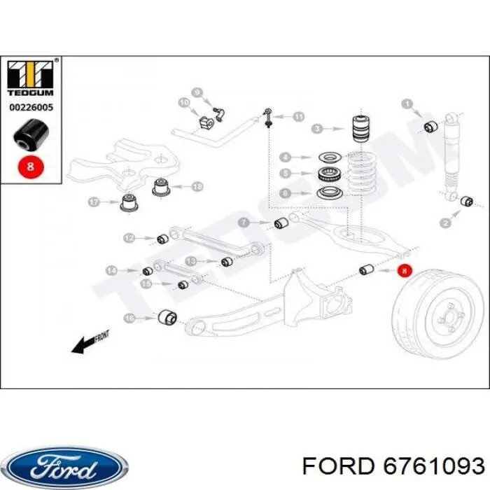 Купити 6761093 Ford Сайлентблок цапфи задньої