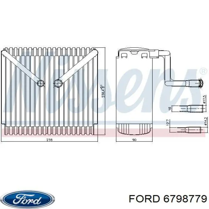 6798779 Ford радіатор кондиціонера салонний, випарник