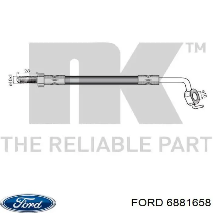 Шланг гальмівний передній, лівий Ford 6881658 ціна, від 7.31 USD