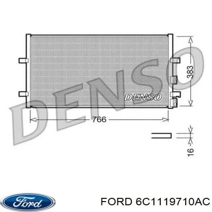 Конденсатор кондиціонера Ford 6C1119710AC ціна, від 71.43 USD