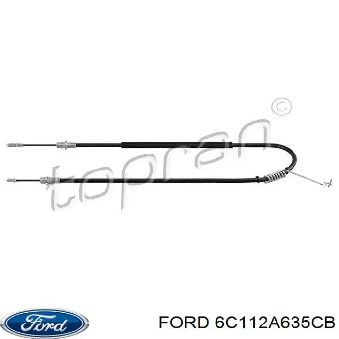 Трос ручного гальма задній, правий 6C112A635CB Ford