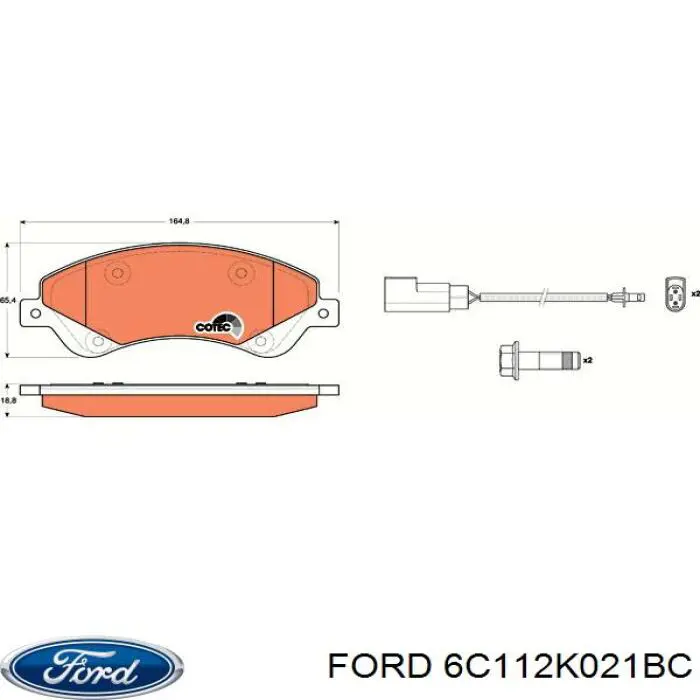 Купити 6C112K021BC Ford Колодки гальмівні передні, дискові