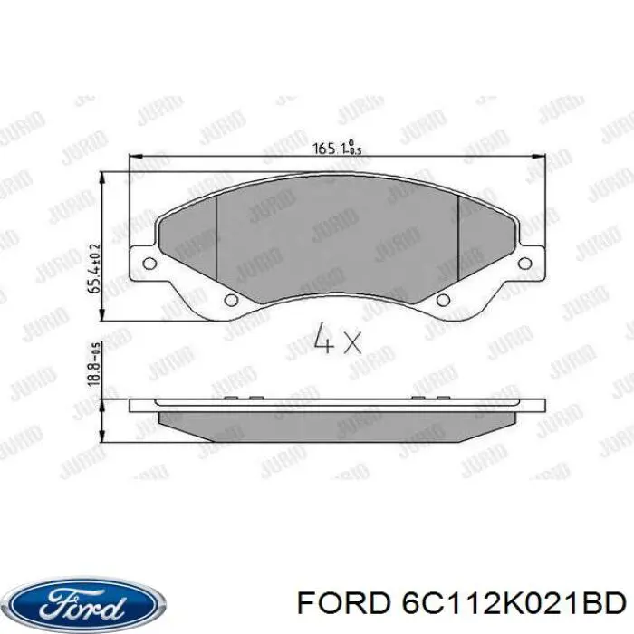 Колодки гальмівні передні, дискові 6C112K021BD Ford