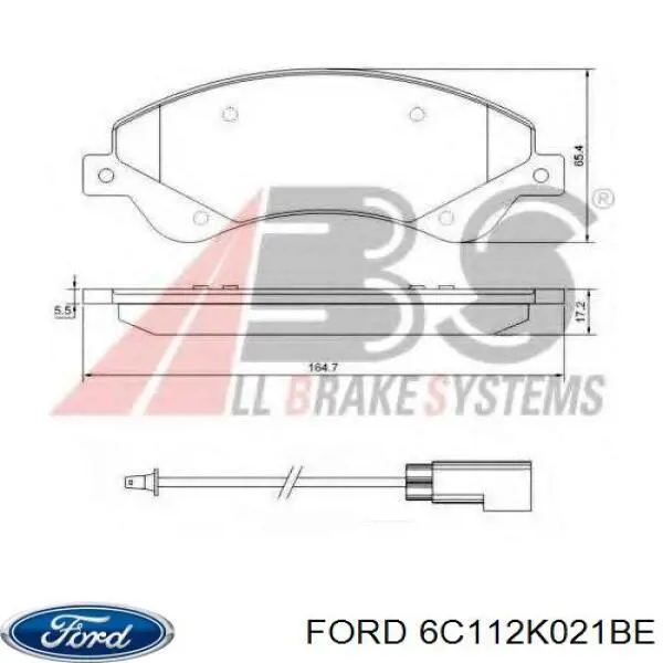 6C112K021BE Ford Передні гальмівні колодки