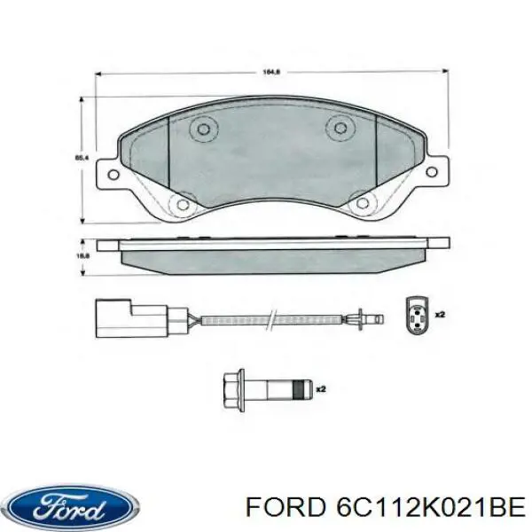 Купити 6C112K021BE Ford Колодки гальмівні передні, дискові