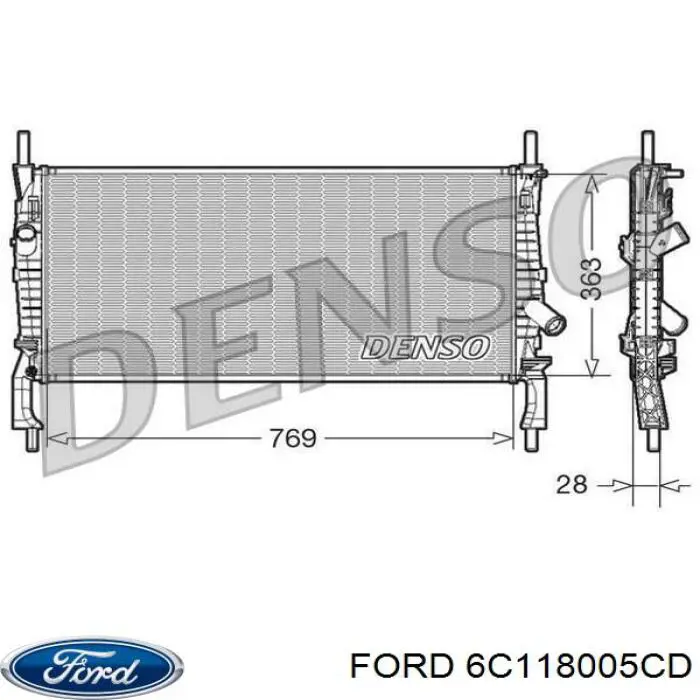 Радіатор основний Ford 6C118005CD ціна, від 80.67 USD
