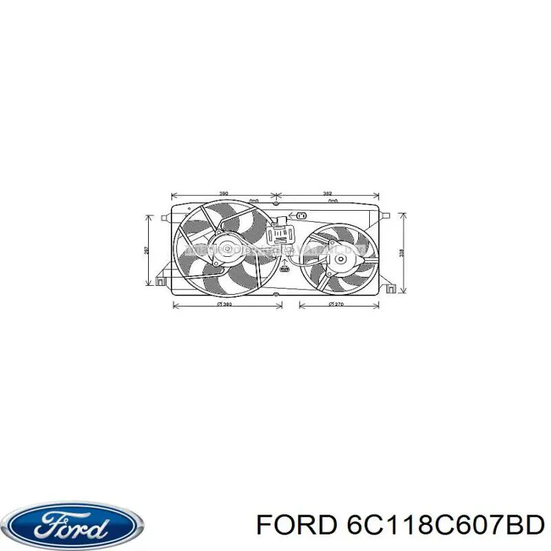 Дифузор радіатора охолодження, в зборі з двигуном і крильчаткою Ford 6C118C607BD ціна, від 11226.89 UAH