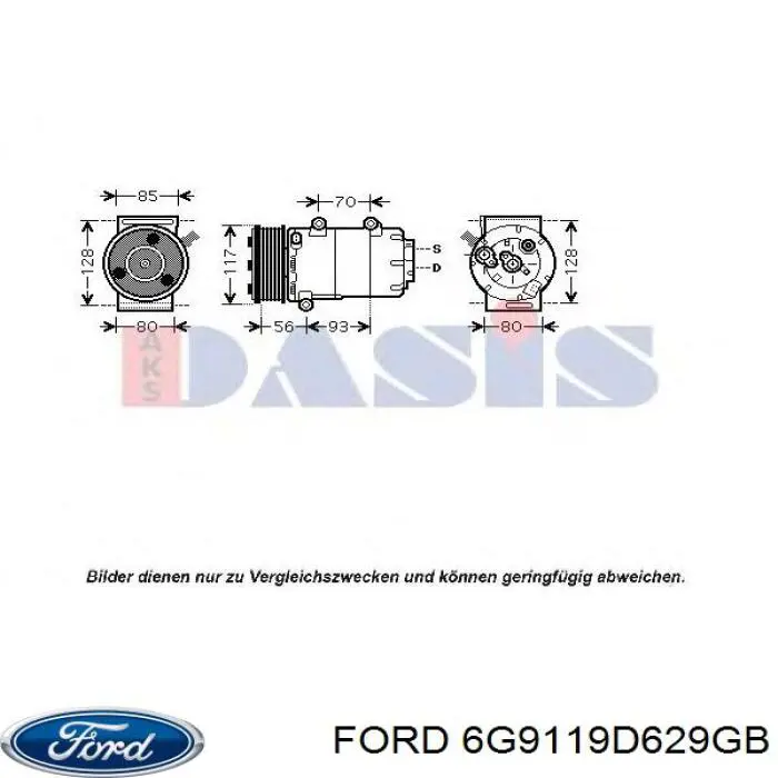 Компресор кондиціонера 6G9119D629GB Ford