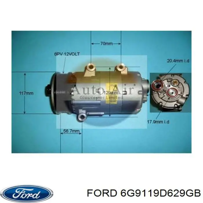 Компресор системи кондиціювання Ford 6G9119D629GB ціна, від 206.60 USD