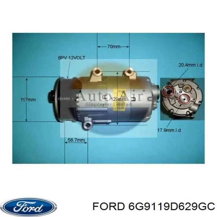 Компресор кондиціонера 6G9119D629GC Ford