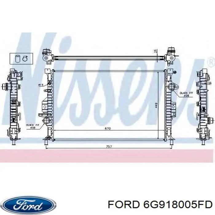 Купити 6G918005FD Ford Радіатор двигуна