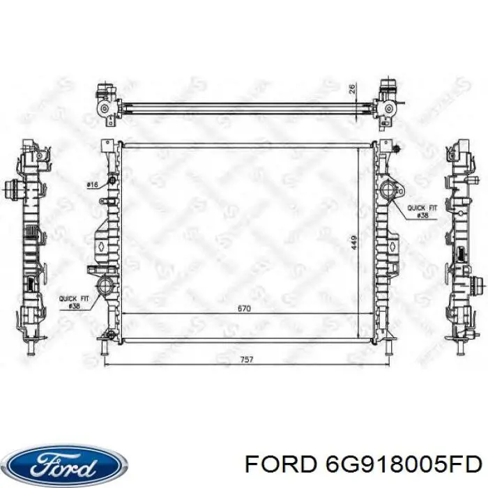 Радіатор основний Ford 6G918005FD ціна, від 73.20 USD