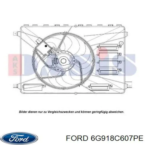 Купити 6G918C607PE Ford Дифузор радіатора охолодження, в зборі з двигуном і крильчаткою